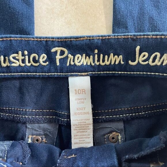 Girls Justice Jeans Simply Low Knit Jegging 10R 10 R dark wash premium denim - Picture 2 of 4